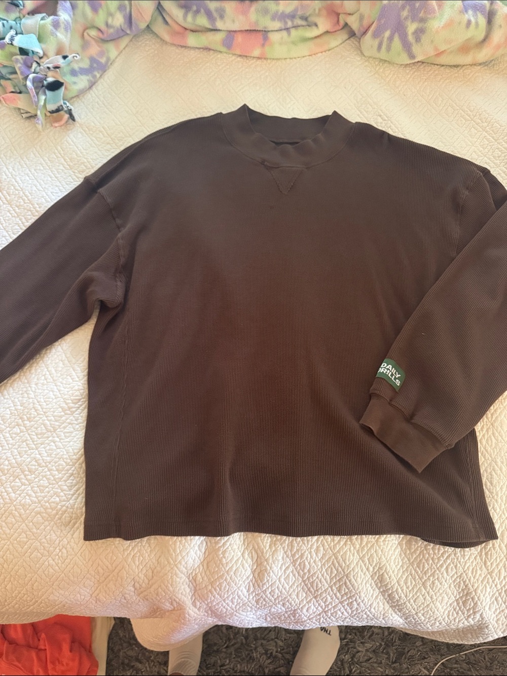 Daily Drills Brown Waffle Knit Sweater